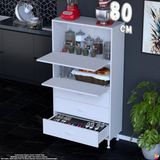 Eliusta More 80 cm Çok Amaçlı Organizer Mutfak Kiler Banyo 2 Kapaklı 3 Çekmeceli Mutfak Dolabı 80X150X32 cm - Beyaz