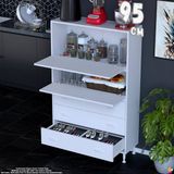 Eliusta More 95 cm Çok Amaçlı Organizer Mutfak Kiler Banyo 2 Kapaklı 3 Çekmeceli Mutfak Dolabı 95X150X32 cm - Beyaz