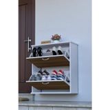 Eliusta Narel Ceviz Renk Kapı Önü Ayakkabılık 72 cm Genişlik Dış Mekan Asma Ayakkabılık 72 x 78 x 26 cm