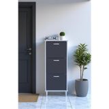 Eliusta Nefes Ayaklı 52 Cm Ayakkabılık Kapı Önü/Antre 3 Düşer Kapaklı Antrasit 52X127x26 Cm Ayakkabılık