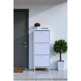 Eliusta Nefes Ayaklı 52 cm Ayakkabılık Kapı Önü/antre 3 Düşer Kapaklı Beyaz 52X127X26 cm Ayakkabılık