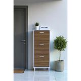 Eliusta Nefes Ayaklı 52 Cm Ayakkabılık Kapı Önü/Antre 3 Düşer Kapaklı Ceviz 52X127x26 Cm Ayakkabılık