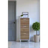 Eliusta Nefes Ayaklı 52 cm Ayakkabılık Kapı Önü/antre 3 Düşer Kapaklı Meşe 52X127X26 cm Ayakkabılık - Beyaz - Meşe