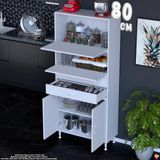Eliusta Nexa 80 cm 2 Çekmece 4 Kapaklı Çok Amaçlı Mutfak, Bakliyat ve Kahve Köşesi Banyo Dolabı 80X181X32 cm - Beyaz