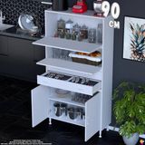 Eliusta Nexa 90 cm 2 Çekmece 4 Kapaklı Çok Amaçlı Mutfak, Bakliyat ve Kahve Köşesi Banyo Dolabı 90X181X32 cm - Beyaz