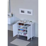 Eliusta Nirat 80 Cm 4 Bölmeli Beyaz Banyo Mutfak Dolabı 3 Raflı Kapaklı Çok Amaçlı Dolap 80X75x32,5 Cm