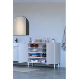 Eliusta Nirat 90 Cm 4 Bölmeli Beyaz Banyo Mutfak Dolabı 3 Raflı Kapaklı Çok Amaçlı Dolap 90X75x32,5 Cm