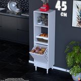 Eliusta Nixa 45 cm Çok Amaçlı Mutfak Banyo Kiler Dolabı - Sepetli Üstü Açık Raflı 45X150X32 cm Beyaz