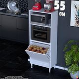 Eliusta Nixa 55 cm Çok Amaçlı Mutfak Banyo Kiler Dolabı - Sepetli Mikrodalga ve Fırın Bölmeli 55X150X32 cm - Beyaz