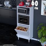 Eliusta Nixa 60 cm Çok Amaçlı Mutfak Banyo Kiler Dolabı - Sepetli Mikrodalga ve Fırın Bölmeli 60X150X32 cm - Beyaz