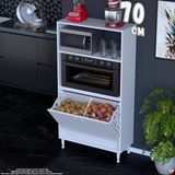 Eliusta Nixa 70 cm Çok Amaçlı Mutfak Banyo Kiler Dolabı - Sepetli Mikrodalga ve Fırın Bölmeli 70X150X32 cm - Beyaz