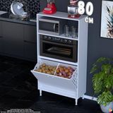 Eliusta Nixa 80 cm Çok Amaçlı Mutfak Banyo Kiler Dolabı - Sepetli Mikrodalga ve Fırın Bölmeli 80X150X32 cm - Beyaz