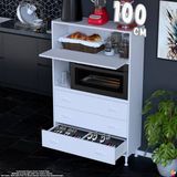 Eliusta Nola 100 cm Fırın Dolabı Üstü Kapaklı 3 Çekmeceli Çok Amaçlı Mutfak Kiler Banyo Dolabı 100X150X32 cm - Beyaz