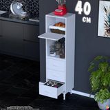 Eliusta Nola 40 cm Üstü Kapaklı 3 Çekmeceli Çok Amaçlı Mutfak Kiler Banyo Erzak Depolama Dolabı 40X150X32 cm - Beyaz