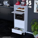 Eliusta Nola 55 cm Fırın Dolabı Üstü Kapaklı 3 Çekmeceli Çok Amaçlı Mutfak Kiler Banyo Dolabı 55X150X32 cm - Beyaz
