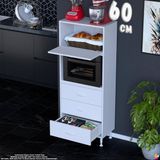 Eliusta Nola 60 cm Fırın Dolabı Üstü Kapaklı 3 Çekmeceli Çok Amaçlı Mutfak Kiler Banyo Dolabı 60X150X32 cm - Beyaz
