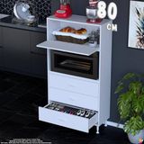 Eliusta Nola 80 cm Fırın Dolabı Üstü Kapaklı 3 Çekmeceli Çok Amaçlı Mutfak Kiler Banyo Dolabı 80X150X32 cm - Beyaz