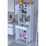 Eliusta Nordi 4 Kapak 2 Raflı Beyaz Dolap 55X173x32,5 Cm Çekmeceli Çok Amaçlı Banyo/Mutfak Dolabı