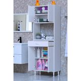 Eliusta Nordi 4 Kapak 2 Raflı Beyaz Dolap 60X173X32,5 cm Çekmeceli Çok Amaçlı Banyo/mutfak Dolabı - 60 cm