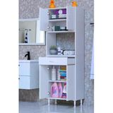 Eliusta Nordi 4 Kapak 2 Raflı Beyaz Dolap 60X173x32,5 Cm Çekmeceli Çok Amaçlı Banyo/Mutfak Dolabı