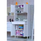 Eliusta Nordi 4 Kapak 2 Raflı Beyaz Dolap 75X173x32,5 Cm Çekmeceli Çok Amaçlı Banyo/Mutfak Dolabı