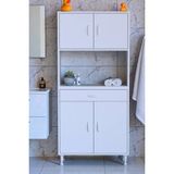 Eliusta Nordi 4 Kapak 2 Raflı Beyaz Dolap 80X173X32,5 cm Çekmeceli Çok Amaçlı Banyo/mutfak Dolabı - 80 cm