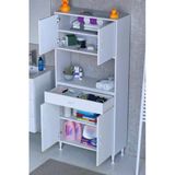 Eliusta Nordi 4 Kapak 2 Raflı Beyaz Dolap 85X173x32,5 Cm Çekmeceli Çok Amaçlı Banyo/Mutfak Dolabı