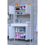 Eliusta Nordi 4 Kapak 2 Raflı Beyaz Dolap 90X173X32,5 cm Çekmeceli Çok Amaçlı Banyo/mutfak Dolabı - 90 cm