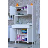 Eliusta Nordi 4 Kapak 2 Raflı Beyaz Dolap 90X173x32,5 Cm Çekmeceli Çok Amaçlı Banyo/Mutfak Dolabı