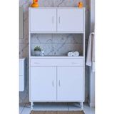 Eliusta Nordi 4 Kapak 2 Raflı Beyaz Dolap 95X173X32,5 cm Çekmeceli Çok Amaçlı Banyo/mutfak Dolabı - 95 cm