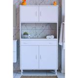 Eliusta Nordi 4 Kapak 2 Raflı Beyaz Dolap 95X173x32,5 Cm Çekmeceli Çok Amaçlı Banyo/Mutfak Dolabı