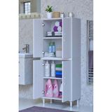 Eliusta Nuve Geniş Depolama Alanlı Dolap 65 cm Banyo/mutfak Çok Fonksiyonlu 65X138X32,5 cm Saklama Dolabı - Beyaz