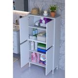 Eliusta Nuve Geniş Depolama Alanlı Dolap 80 cm Banyo/mutfak Çok Fonksiyonlu 80X138X32,5 cm Saklama Dolabı - Beyaz