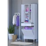 Eliusta Pine 55 cm Genişlikte Dolap 55X171X32,5 cm Banyo/mutfak Dolabı Iki Kapaklı Sepetli Dolap - Beyaz
