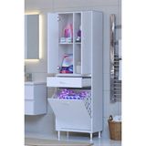 Eliusta Pine 60 cm Genişlikte Dolap 60X171X32,5 cm Banyo/mutfak Dolabı Iki Kapaklı Sepetli Dolap - Beyaz