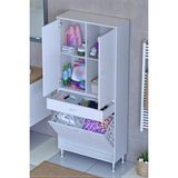 Eliusta Pine 70 cm Genişlikte Dolap 70X171X32,5 cm Banyo/mutfak Dolabı Iki Kapaklı Sepetli Dolap - Beyaz