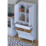 Eliusta Pine 80 cm Genişlikte Dolap 80X171X32,5 cm Banyo/mutfak Dolabı Iki Kapaklı Sepetli Dolap - Beyaz