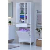 Eliusta Reli Dolap Beyaz Çok Kullanımlı 55 Cm Eninde Banyo Dolabı 55X171x32,5 Cm 2 Kapak 6 Raf Dolap