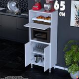 Eliusta Rona 65 cm Çok Amaçlı Mutfak Kiler Dolabı Raflı Mikrodalga Fırın Standı Banyo Dolabı 65X150X32 cm - Beyaz