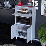 Eliusta Rona 75 cm Çok Amaçlı Mutfak Kiler Dolabı Raflı Mikrodalga Fırın Standı Banyo Dolabı 75X150X32 cm - Beyaz