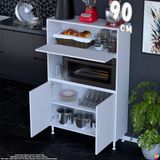 Eliusta Rona 90 cm Çok Amaçlı Mutfak Kiler Dolabı Raflı Mikrodalga Fırın Standı Banyo Dolabı 90X150X32 cm - Beyaz