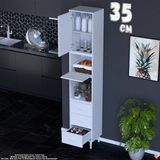 Eliusta Roven 35 cm 3 Çekmeceli Çok Amaçlı 2 Kapaklı Mutfak Kiler Banyo Organizer Çocuk Odası Dolabı - Beyaz