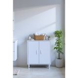 Eliusta Sabir 55 Cm 2 Raflı Beyaz Banyo Mutfak Dolabı 3 Bölmeli Çok Amaçlı Dolap 55X75x32,5 Cm Düzenleyici