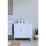 Eliusta Sabir 70 Cm 2 Raflı Beyaz Banyo Mutfak Dolabı 3 Bölmeli Çok Amaçlı Dolap 70X75x32,5 Cm Düzenleyici