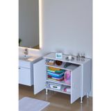 Eliusta Sabir 80 Cm 2 Raflı Beyaz Banyo Mutfak Dolabı 3 Bölmeli Çok Amaçlı Dolap 80X75x32,5 Cm Düzenleyici