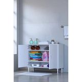 Eliusta Sabir 90 Cm 2 Raflı Beyaz Banyo Mutfak Dolabı 3 Bölmeli Çok Amaçlı Dolap 90X75x32,5 Cm Düzenleyici