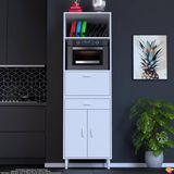 Eliusta Sedef 60 cm Fırın ve Mikrodalga Dolabı Açık 2 Bölmeli Çekmeceli Mutfak Kiler Dolabı 60X195X48 cm - Beyaz - 1 Kapaklı