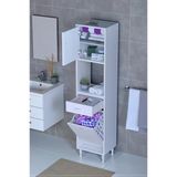 Eliusta Seris Sepetli Ve Çekmeceli Banyo Dolabı G:35 Cm Çok Amaçlı Beyaz Düzenleyici 35X173x32,5 Cm Dolap
