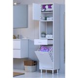 Eliusta Seris Sepetli Ve Çekmeceli Banyo Dolabı G:40 Cm Çok Amaçlı Beyaz Düzenleyici 40X173x32,5 Cm Dolap