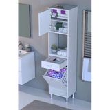 Eliusta Seris Sepetli Ve Çekmeceli Banyo Dolabı G:50 Cm Çok Amaçlı Beyaz Düzenleyici 50X173x32,5 Cm Dolap